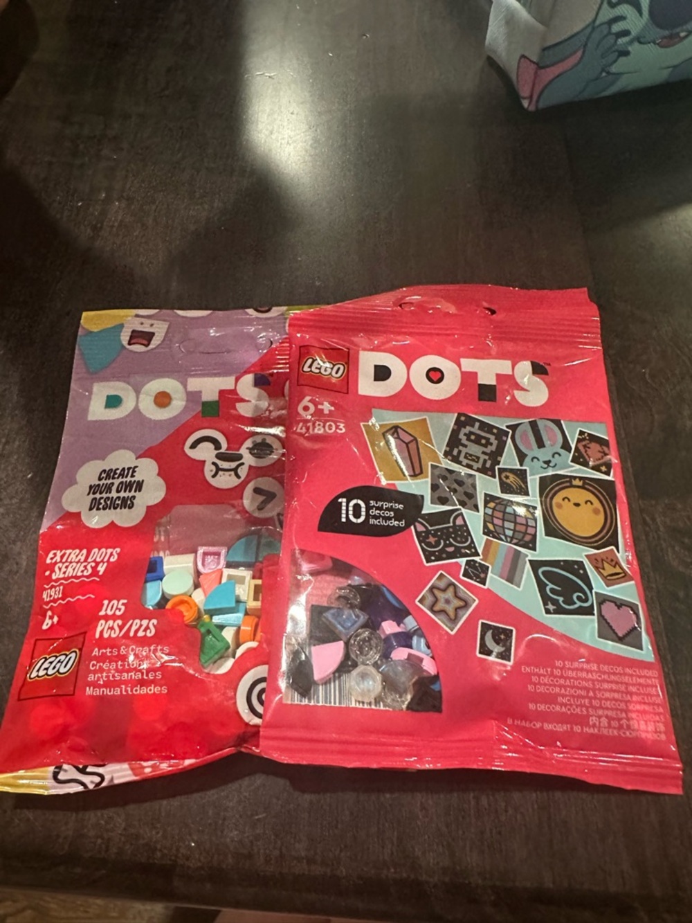 2 x Lego DOTS Red Sticker & Tile Pack with Multicolor Designs